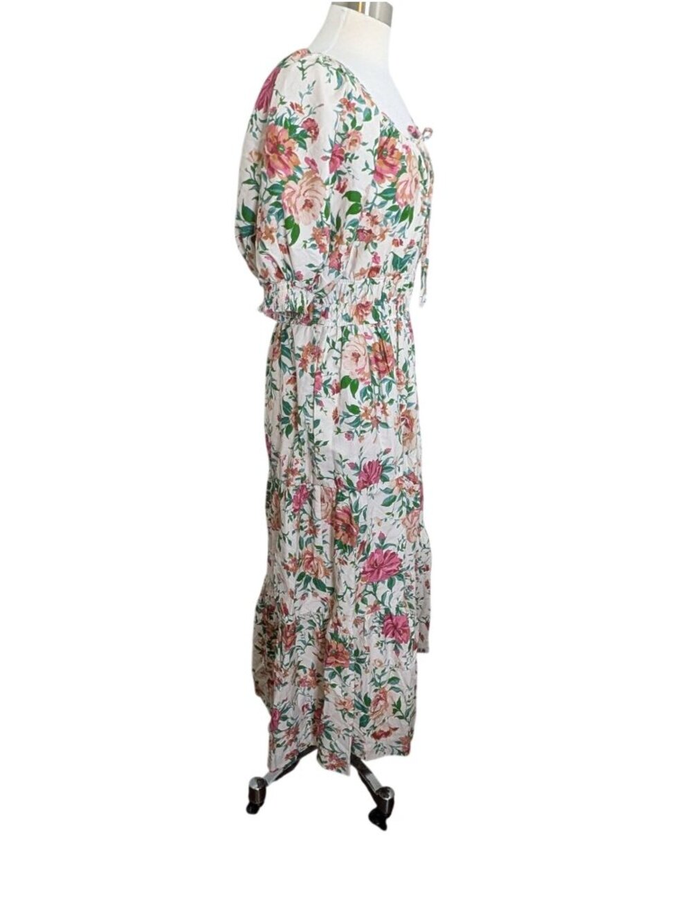 Anthropologie Somerset Floral Maxi Dress Puff-Sleeve Edition White Pink Sz S - Picture 13 of 16
